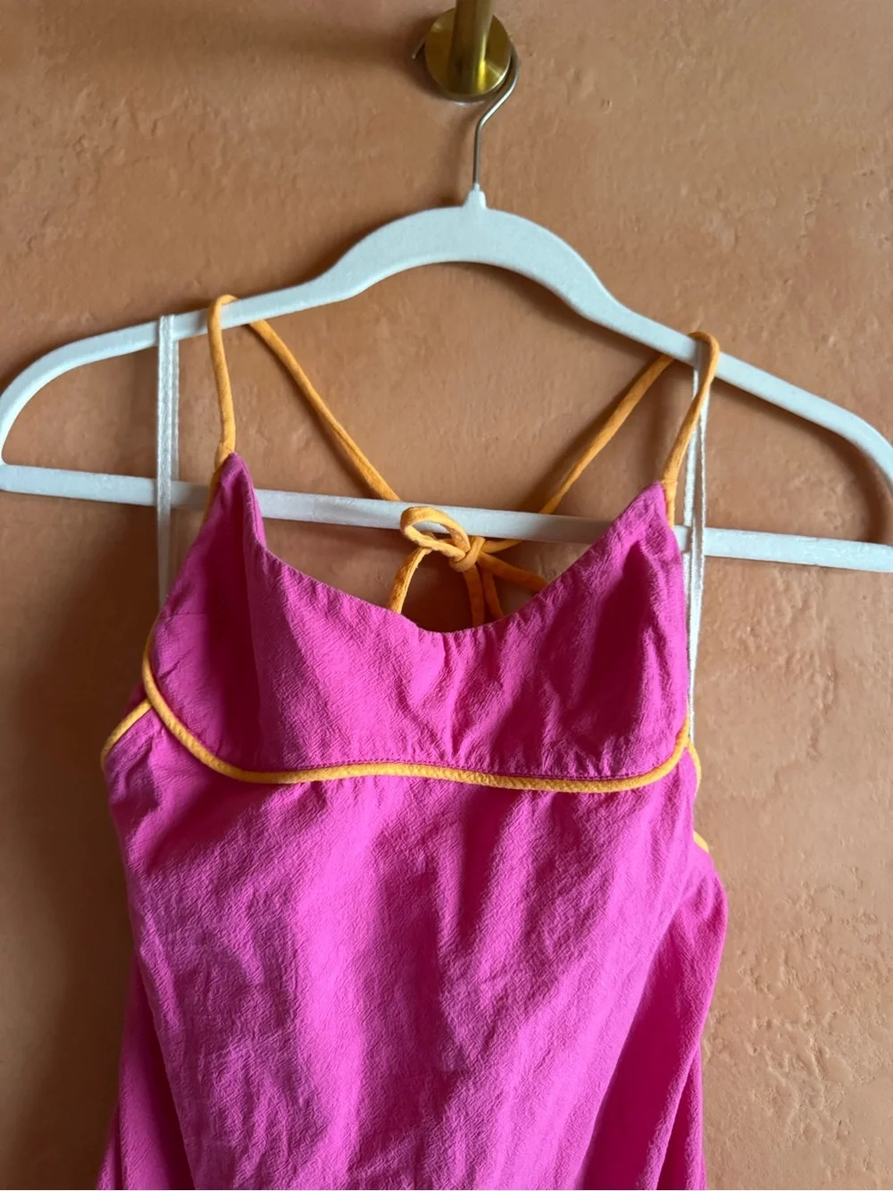 Free People Pink Maxi Dress XS Strappy Back Boho Y2K Contrast Trim